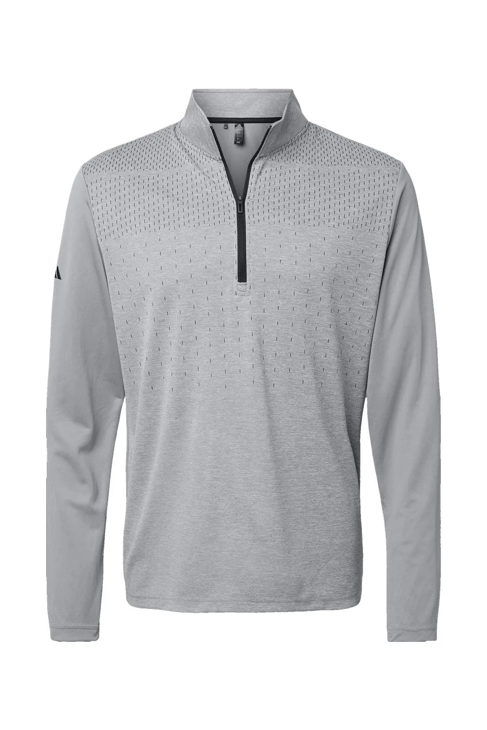 Adidas Mens Heather Block Print Moisture Wicking 1/4 Zip Sweatshirt - Grey Melange/Grey/Black