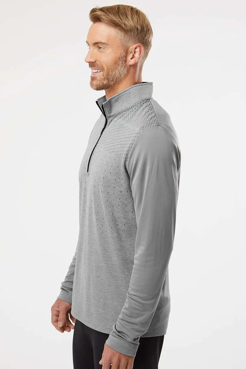 Adidas Mens Heather Block Print Moisture Wicking 1/4 Zip Sweatshirt - Grey Melange/Grey/Black