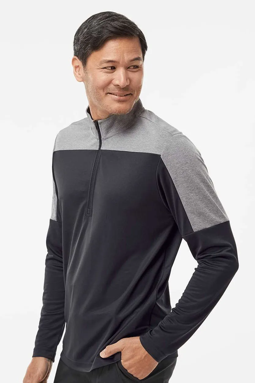 Adidas Mens Moisture Wicking 1/4 Zip Sweatshirt - Black/Grey Melange