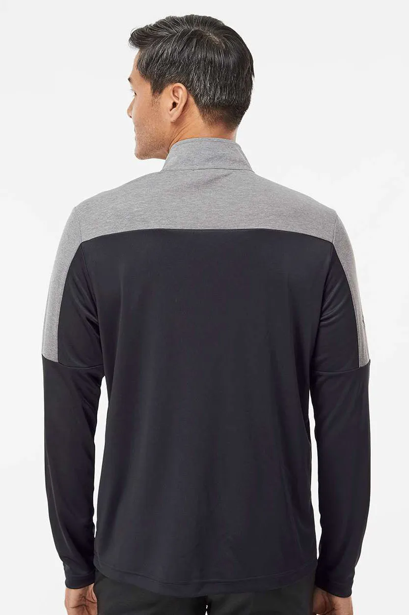 Adidas Mens Moisture Wicking 1/4 Zip Sweatshirt - Black/Grey Melange