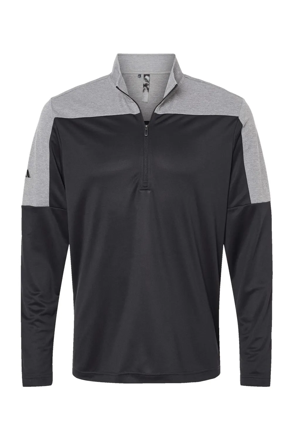 Adidas Mens Moisture Wicking 1/4 Zip Sweatshirt - Black/Grey Melange