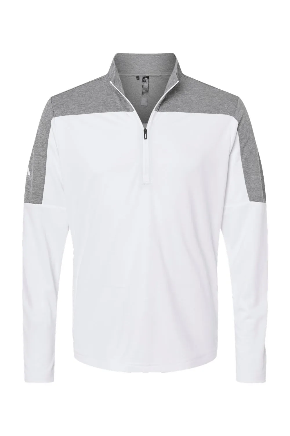 Adidas Mens Moisture Wicking 1/4 Zip Sweatshirt - White/Grey Melange