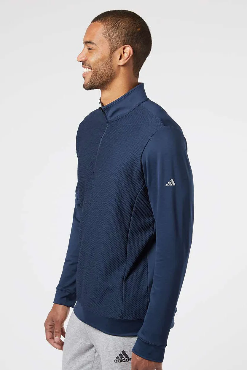 Adidas Mens Performance UPF 50  1/4 Zip Sweatshirt w/ Pocket - Collegiate Navy Blue