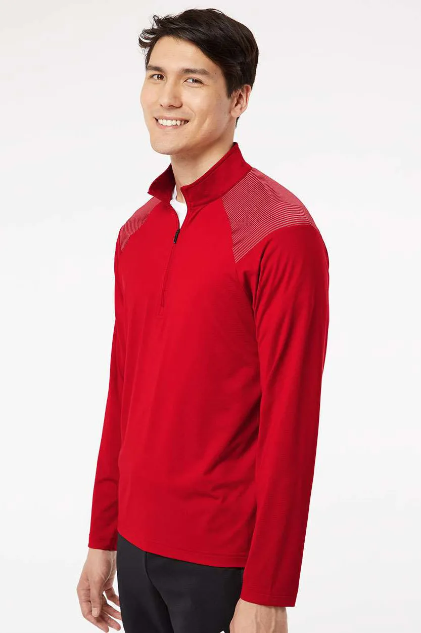 Adidas Mens Shoulder Stripe Moisture Wicking 1/4 Zip Sweatshirt - Team Power Red