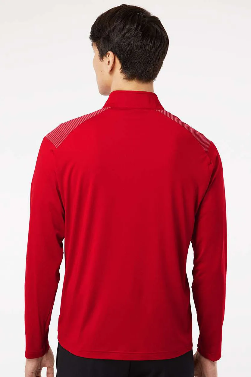 Adidas Mens Shoulder Stripe Moisture Wicking 1/4 Zip Sweatshirt - Team Power Red