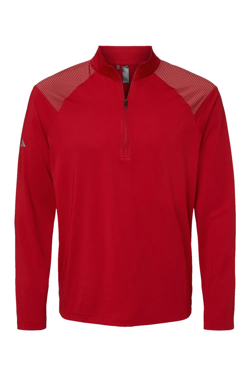 Adidas Mens Shoulder Stripe Moisture Wicking 1/4 Zip Sweatshirt - Team Power Red