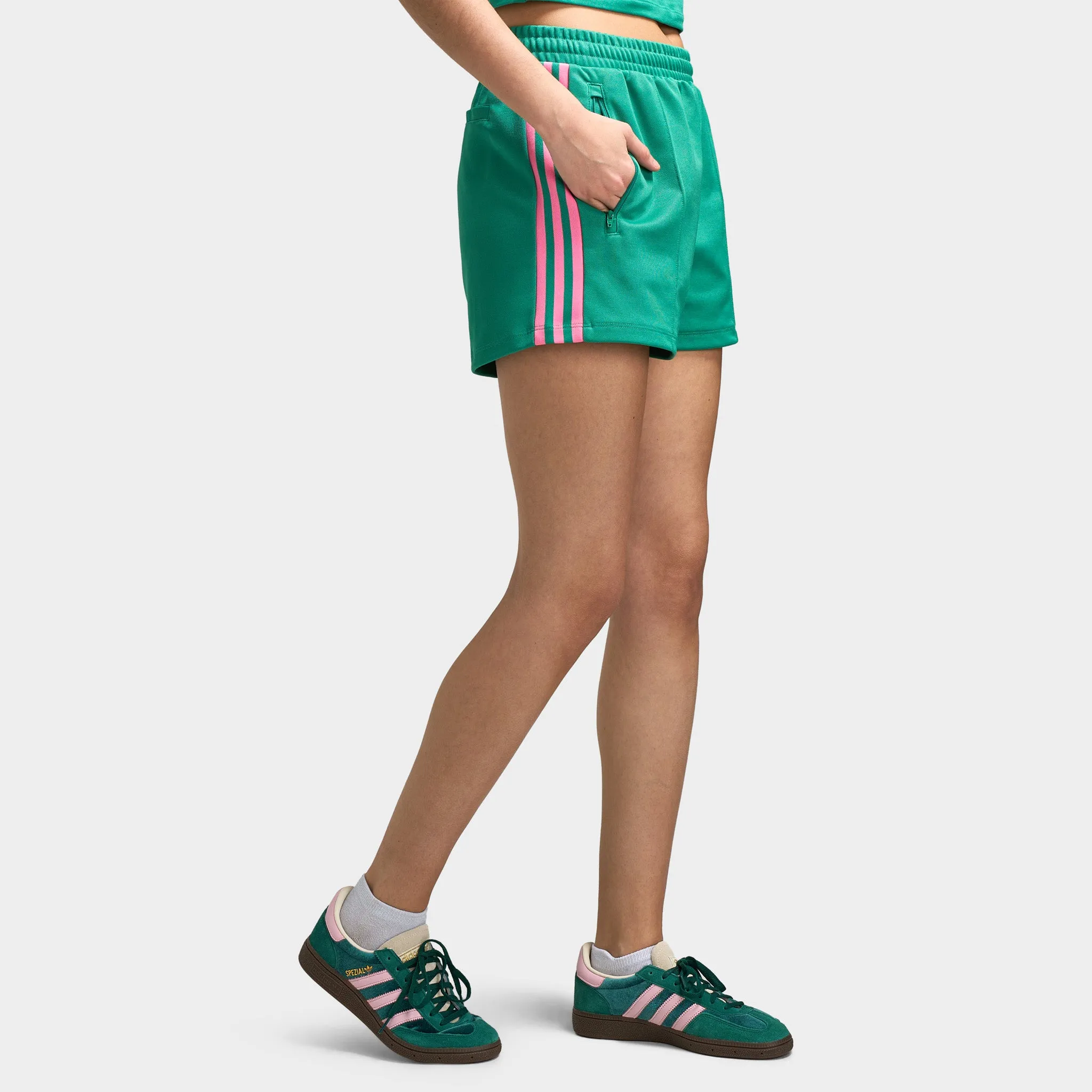 adidas Women's Classic Shorts Semi Court Green / Bliss Pink Clothing_Adidas_Womens