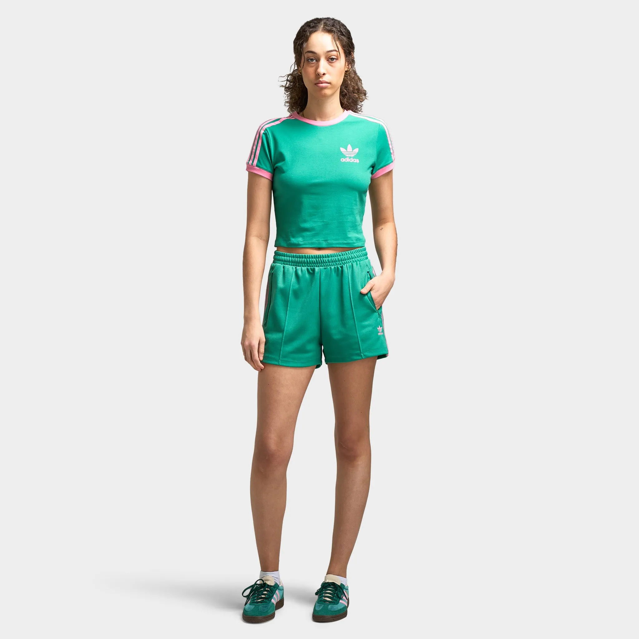 adidas Women's Classic Shorts Semi Court Green / Bliss Pink Clothing_Adidas_Womens