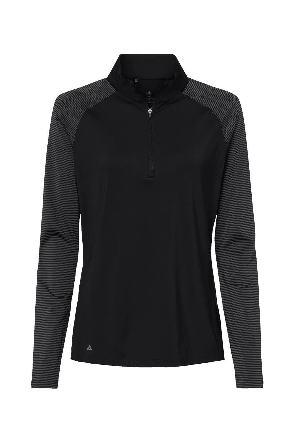 Adidas Womens Stripe Block Moisture Wicking 1/4 Zip Sweatshirt - Black