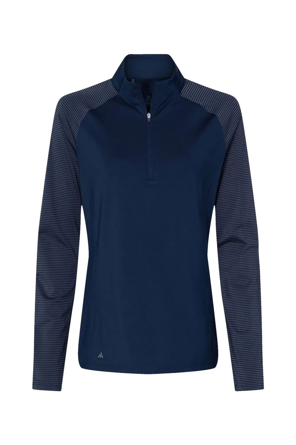 Adidas Womens Stripe Block Moisture Wicking 1/4 Zip Sweatshirt - Team Navy Blue
