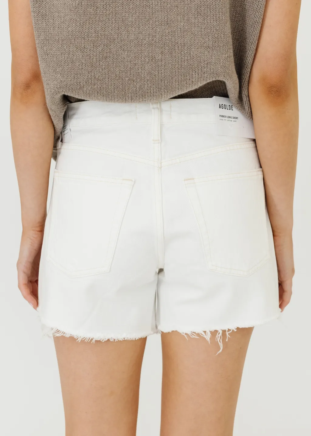 AGOLDE Parker Long Short in Panna Cotta Clothing_agolde