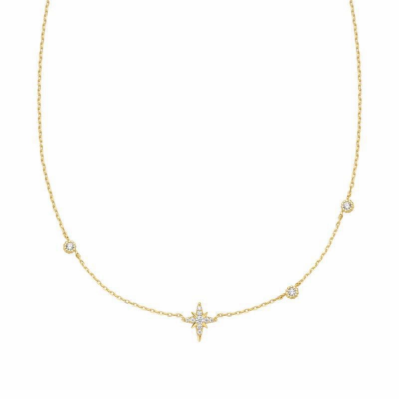 Ania Haie Gold Eight-Pointed Star Cubic Zirconia Station Necklace