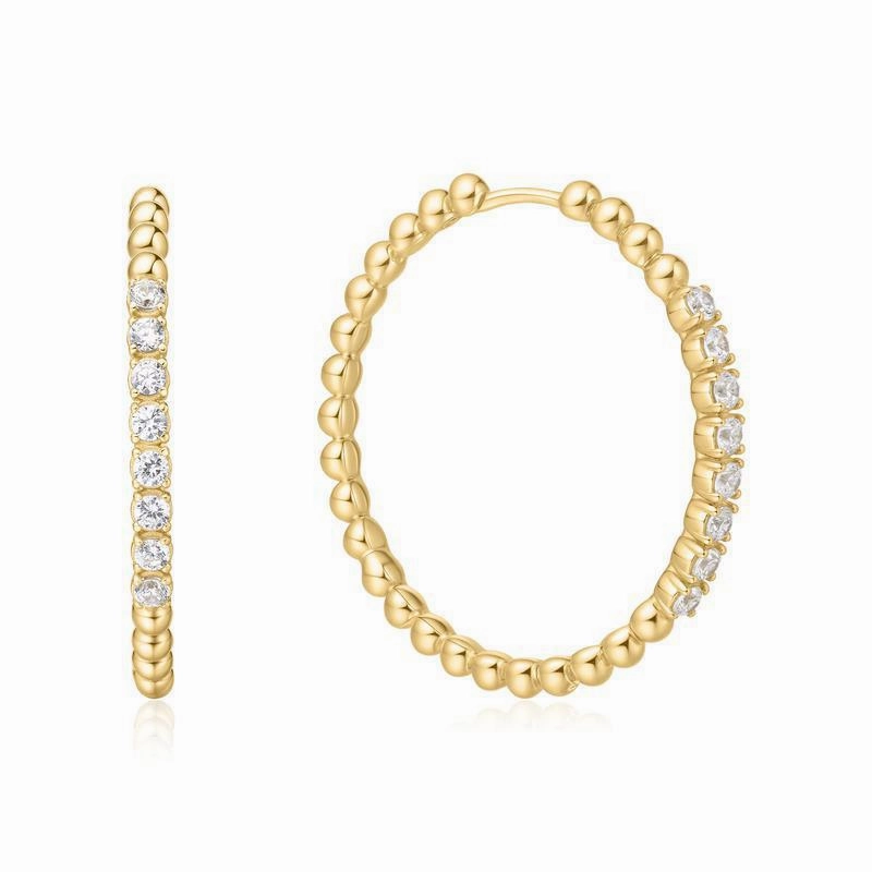 Ania Haie Gold Large Claw Sphere Beaded Hoop Earrings