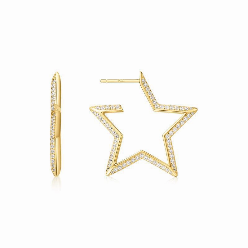 Ania Haie Gold Large Star-Shaped Pav Hoop Earrings