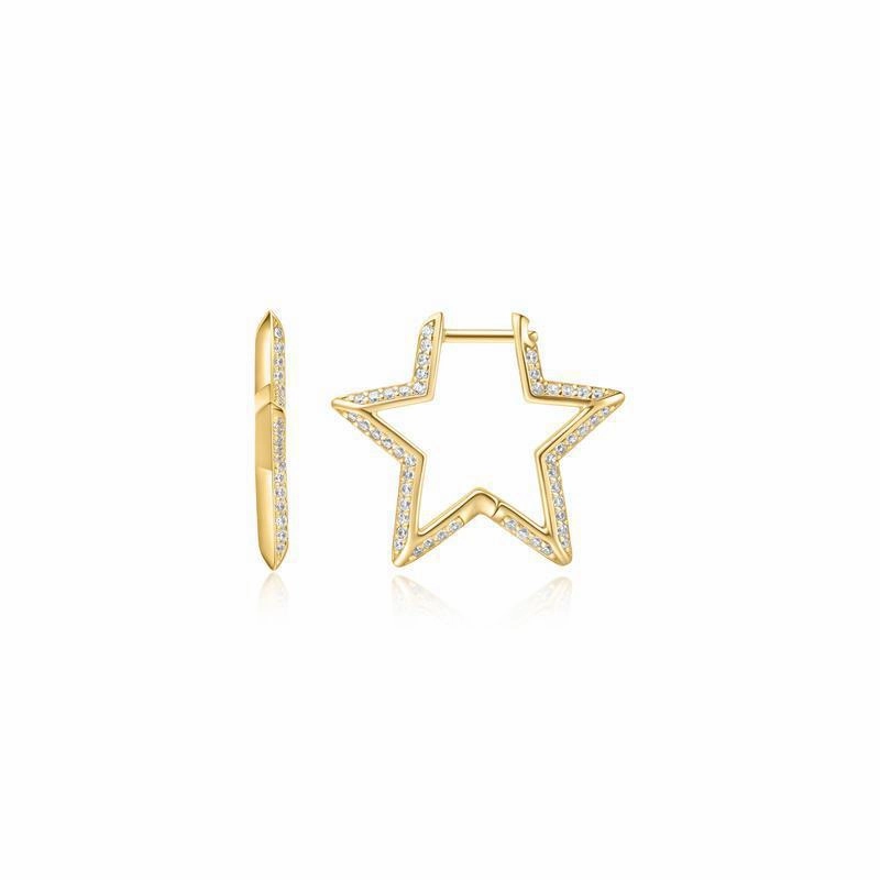 Ania Haie Gold Medium Star Pav Hoop Earrings