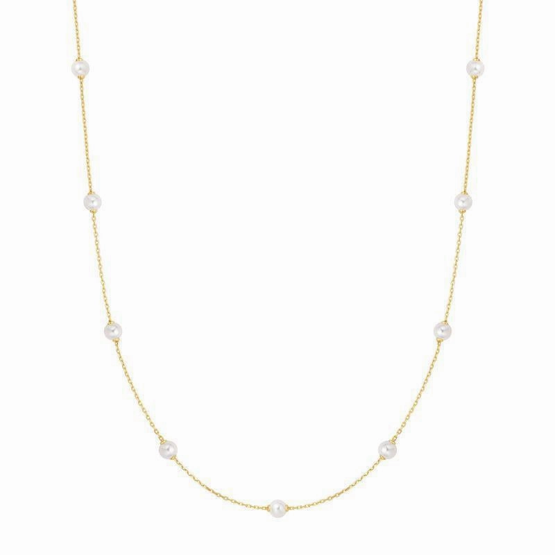 Ania Haie Gold Shell Pearl Station Chain Necklace