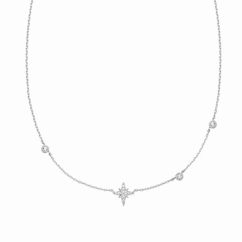 Ania Haie Silver Eight-Pointed Star Cubic Zirconia Station Necklace