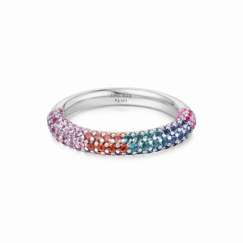 Ania Haie Silver Rainbow Pav Ring