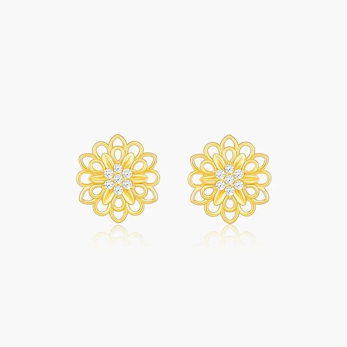 Anushka Sharma Golden Blooming Flower Stud Earrings
