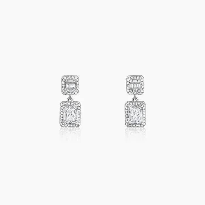 Anushka Sharma Silver Zircon Bold Baguette Earrings