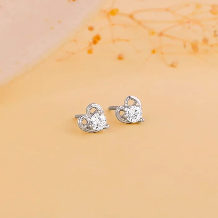 Anushka Sharma Silver Zircon Small Heart Studs