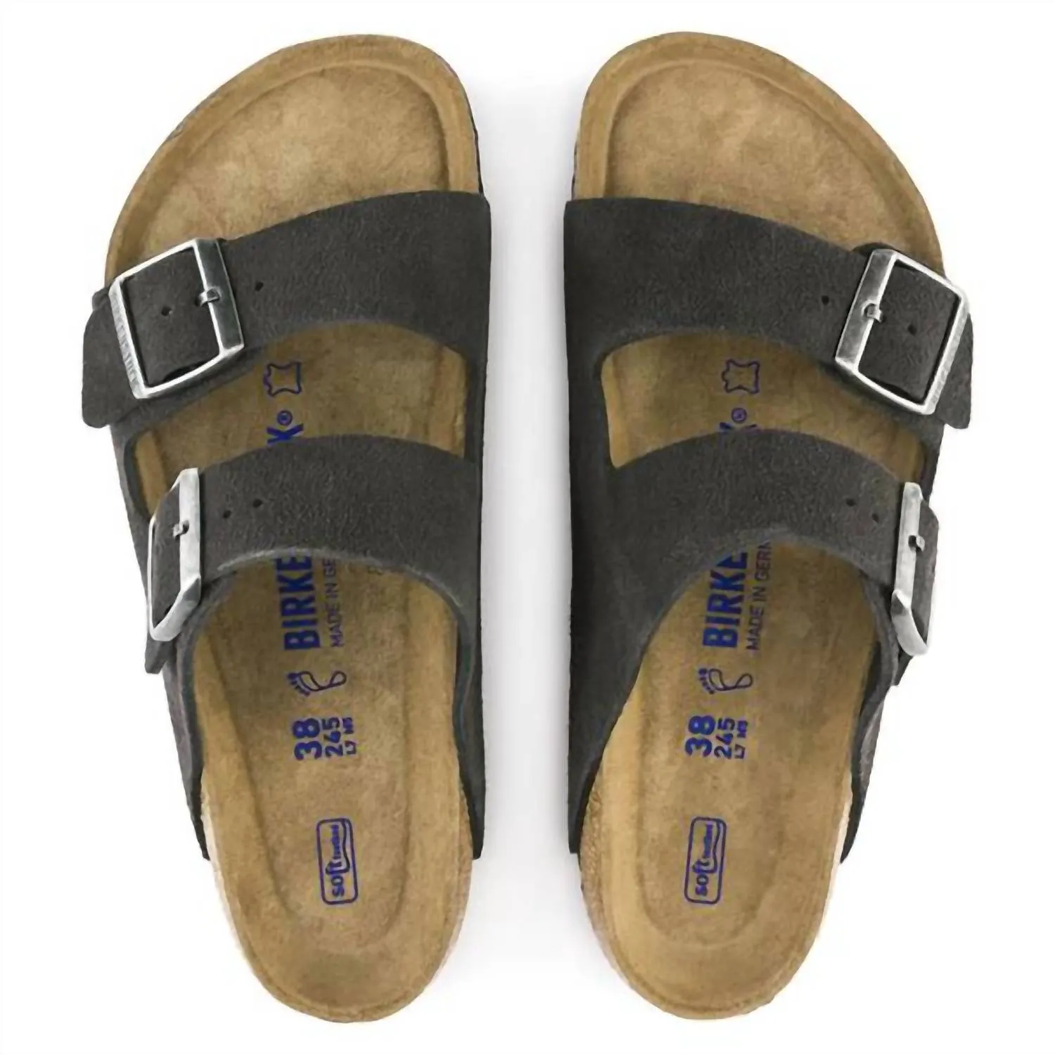 Arizona Velvet Suede Sandal - Narrow Width In Velvet Grey