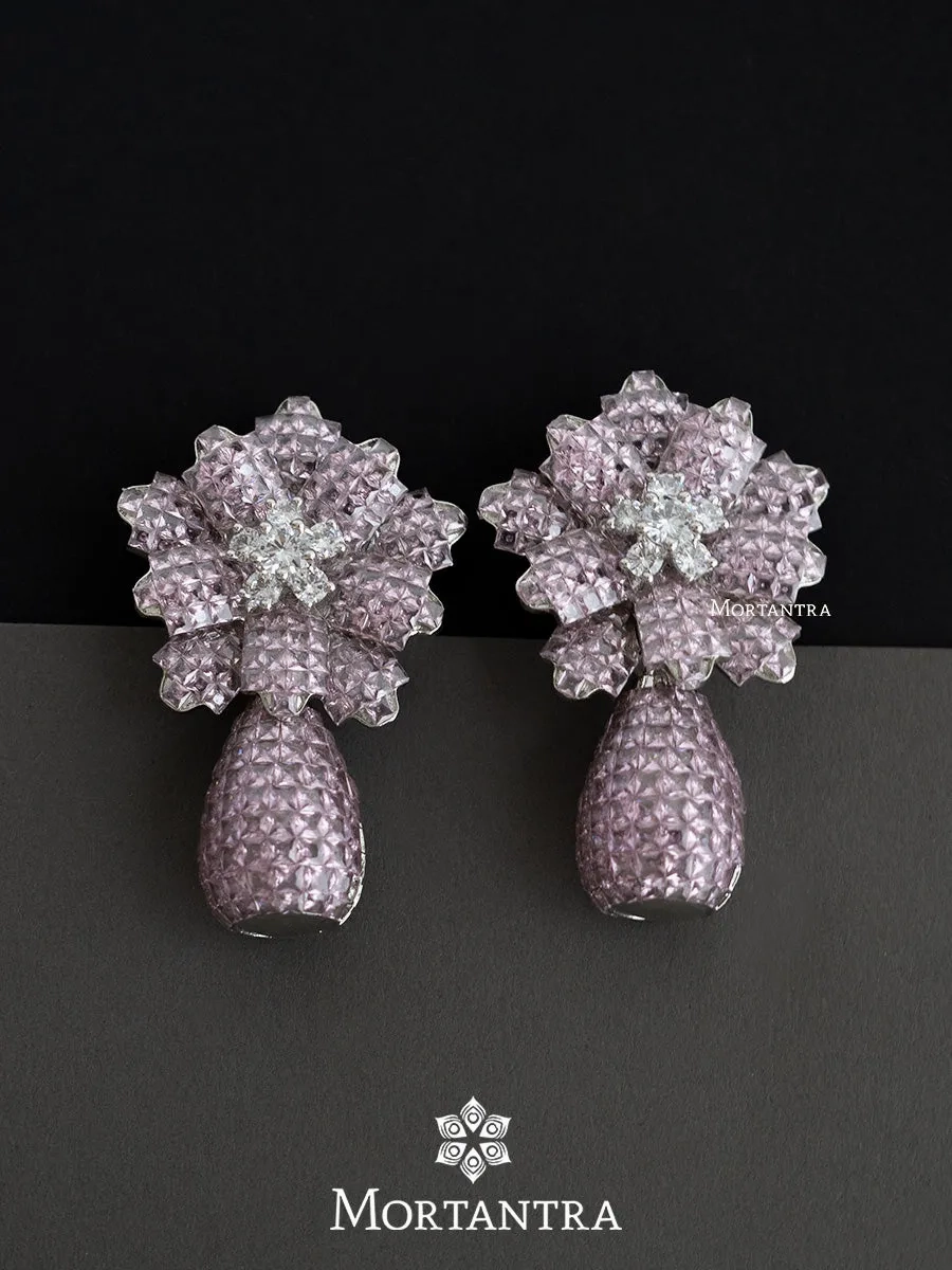 Baby Pink Color Silver Plated Faux Diamond Earrings - CZEAR499LP