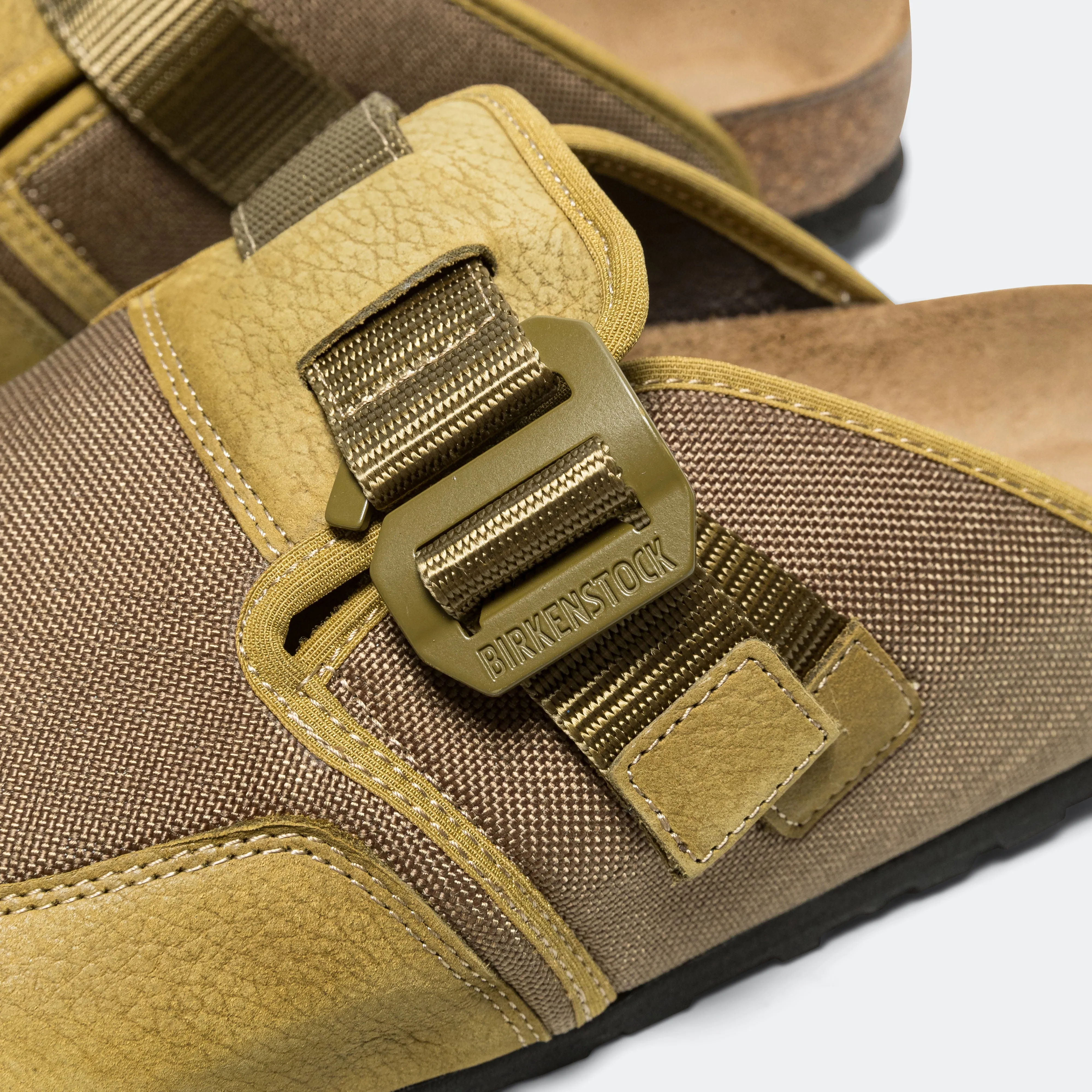 Birkenstock Shoes Boston Nova - Pine Green Nubuck Leather/Textile