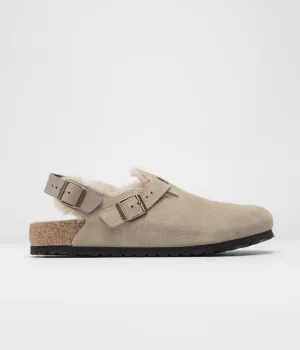 Birkenstock Tokio Shearling Sandals - Taupe Birkenstock Shoes
