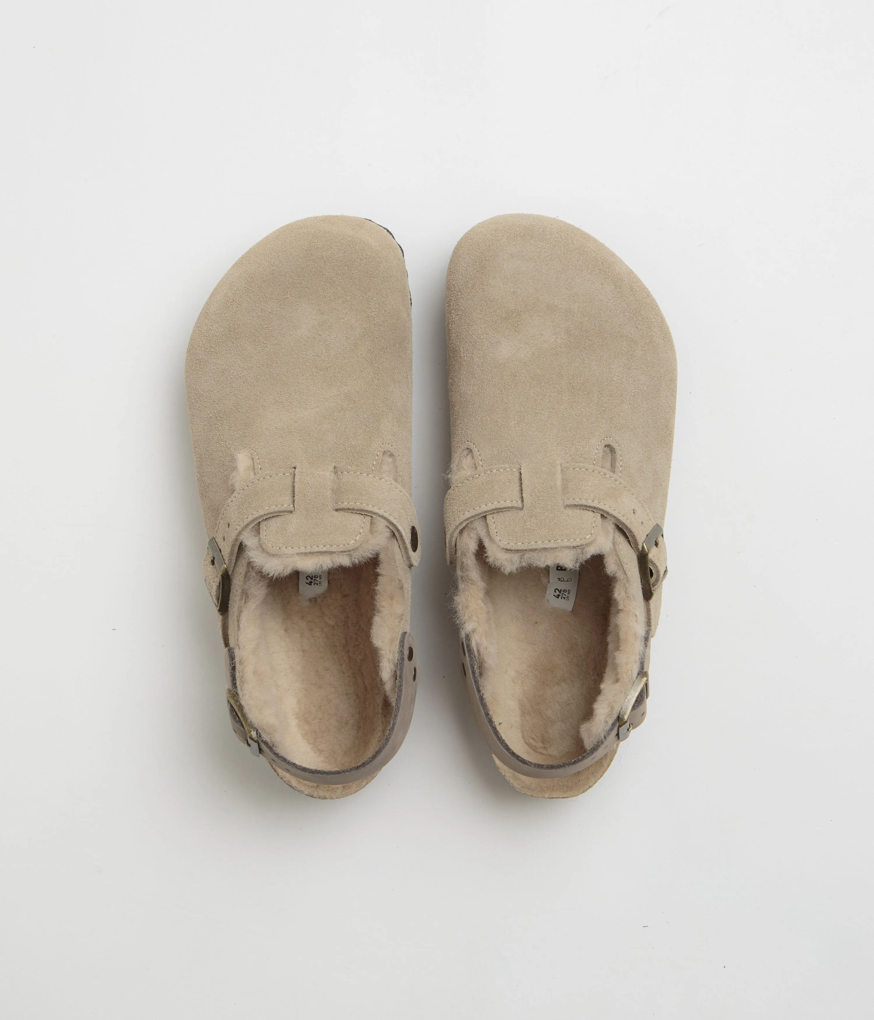 Birkenstock Tokio Shearling Sandals - Taupe Birkenstock Shoes