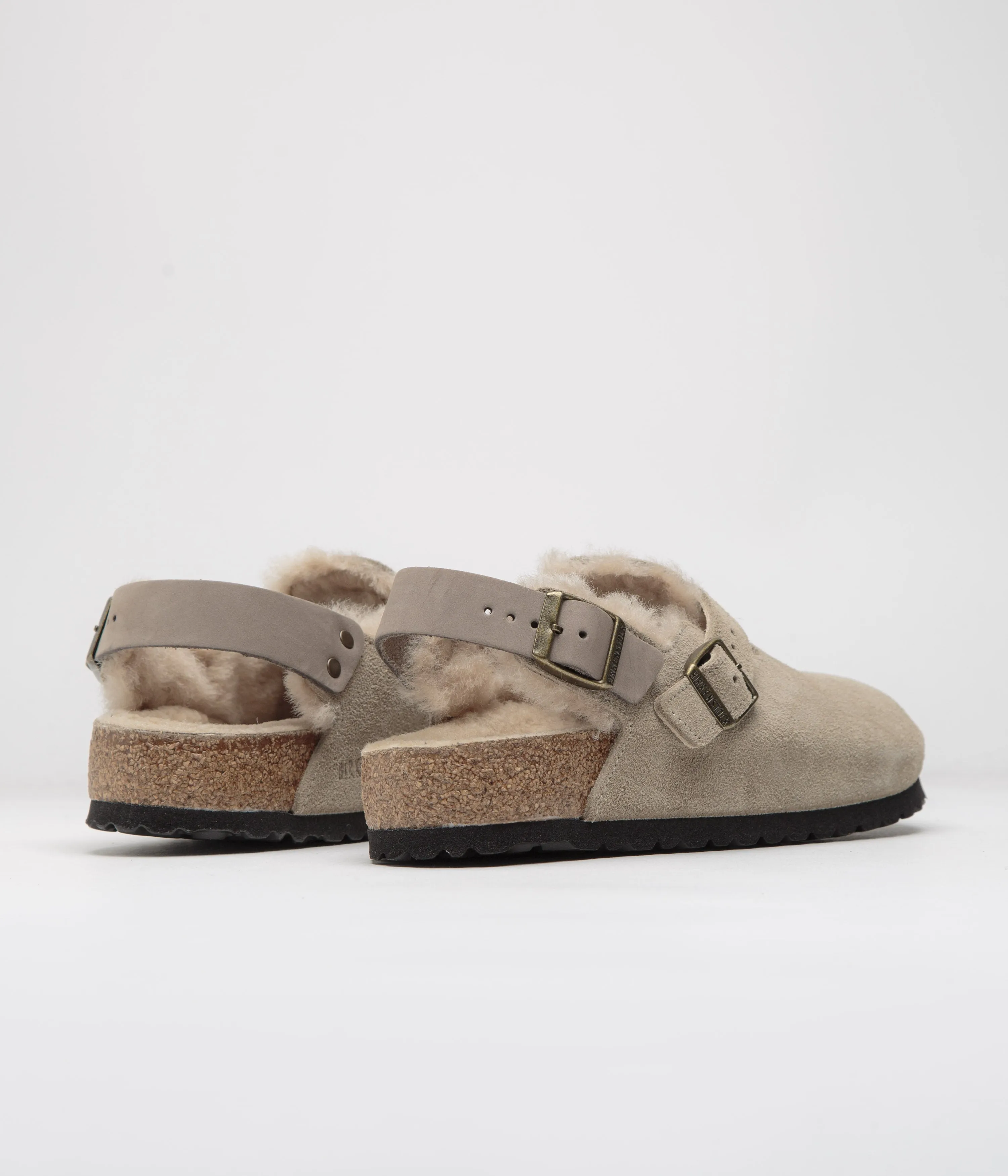 Birkenstock Tokio Shearling Sandals - Taupe Birkenstock Shoes
