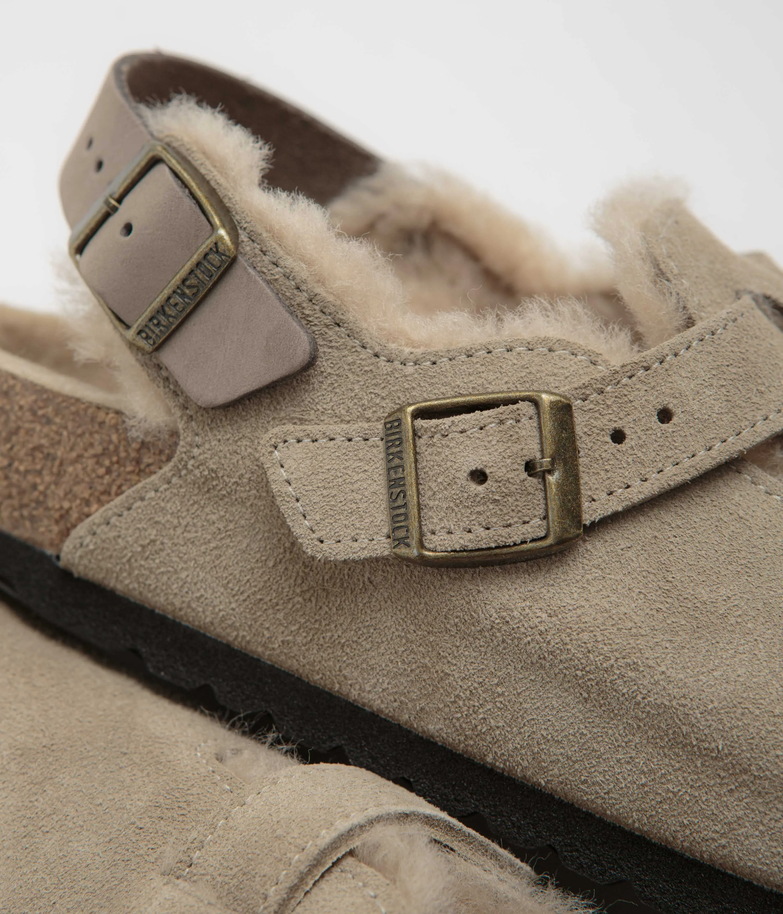 Birkenstock Tokio Shearling Sandals - Taupe Birkenstock Shoes