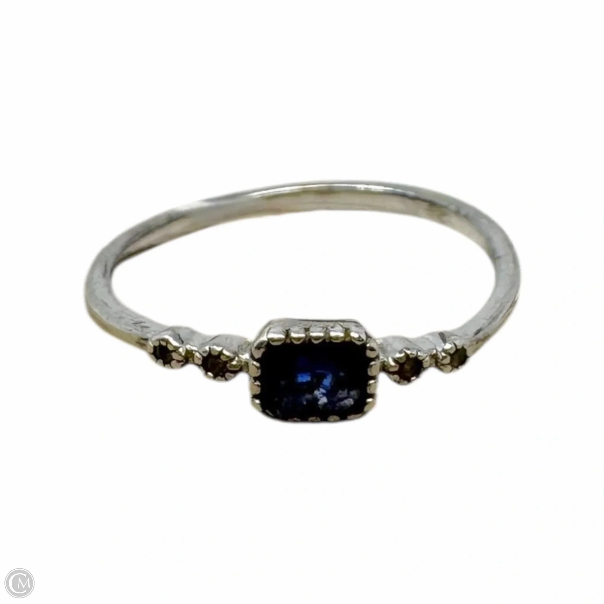Blue Gem Ring Sterling Silver, Size: 7
