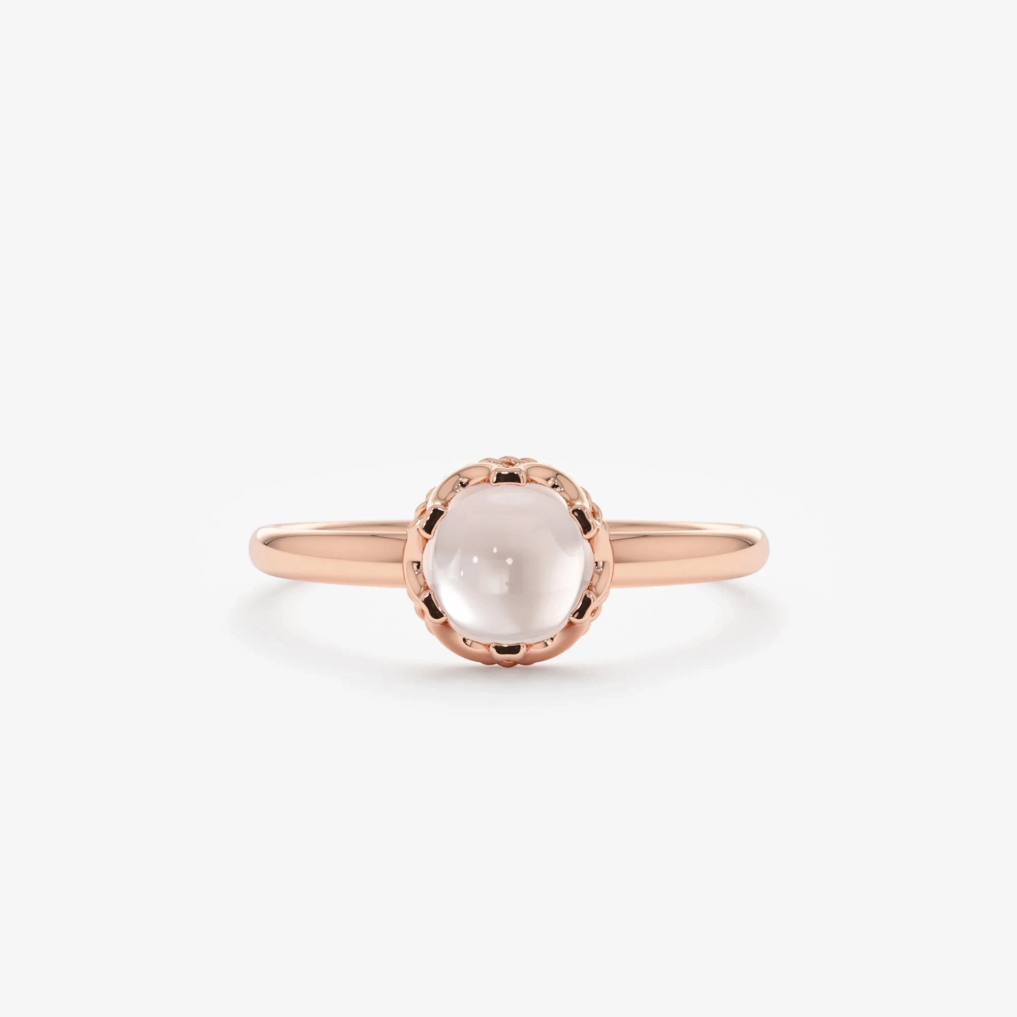 Cabochon Rose Quartz Engagement Ring, Amala