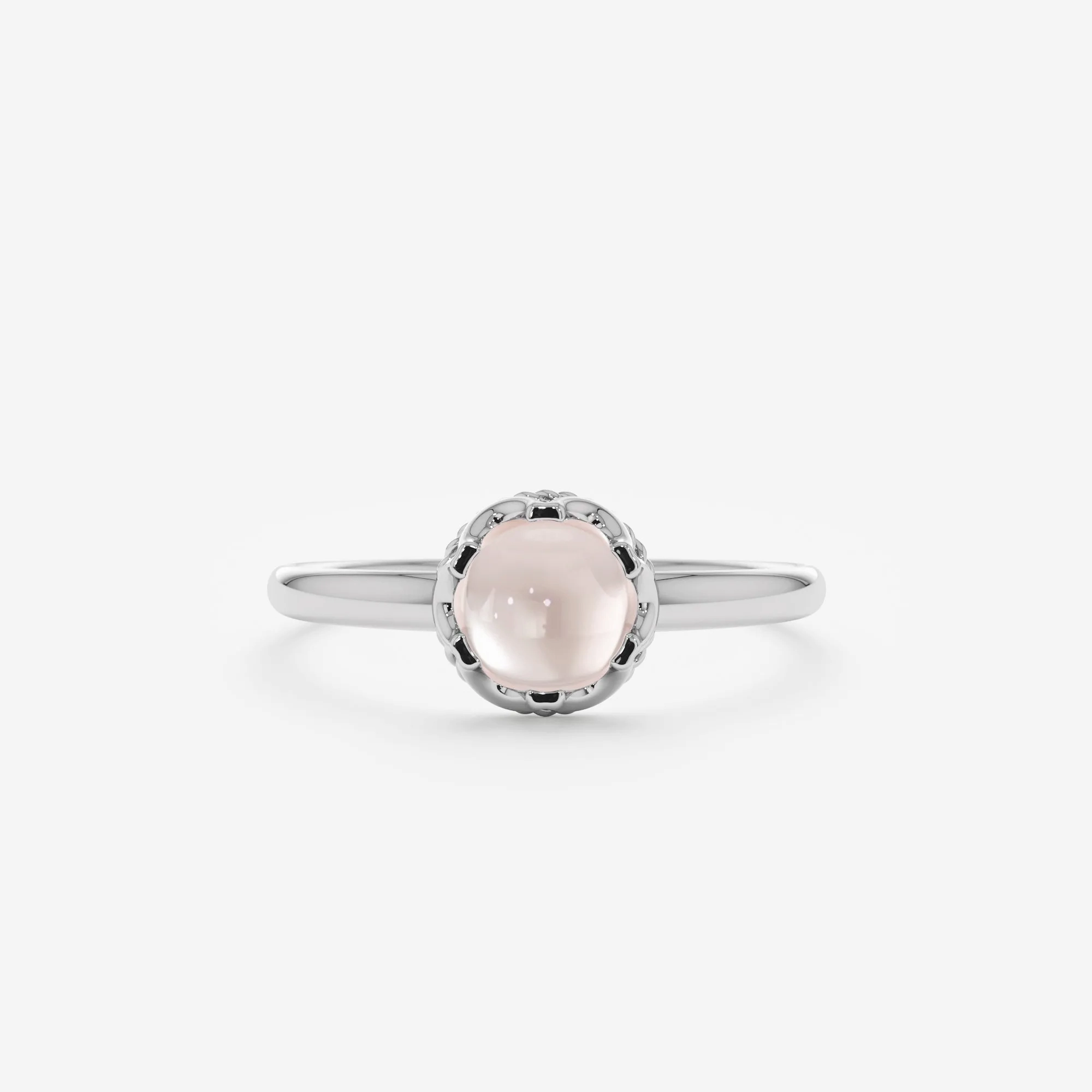 Cabochon Rose Quartz Engagement Ring, Amala