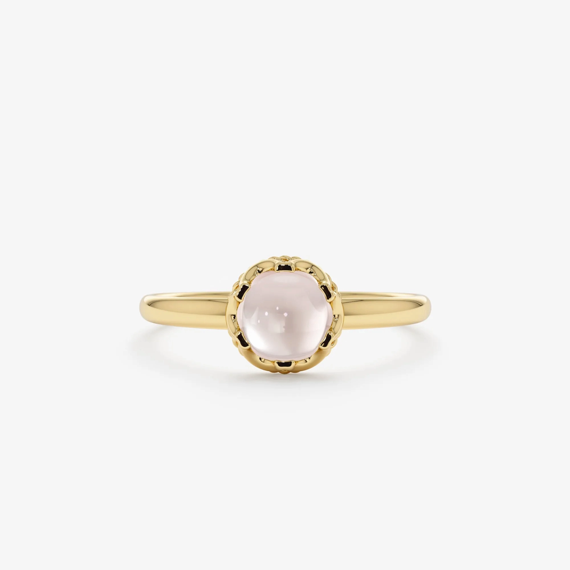 Cabochon Rose Quartz Engagement Ring, Amala
