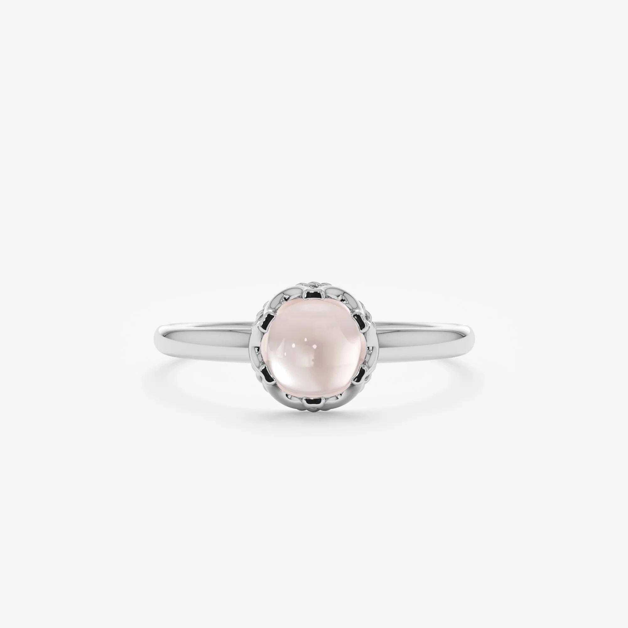 Cabochon Rose Quartz Engagement Ring, Amala