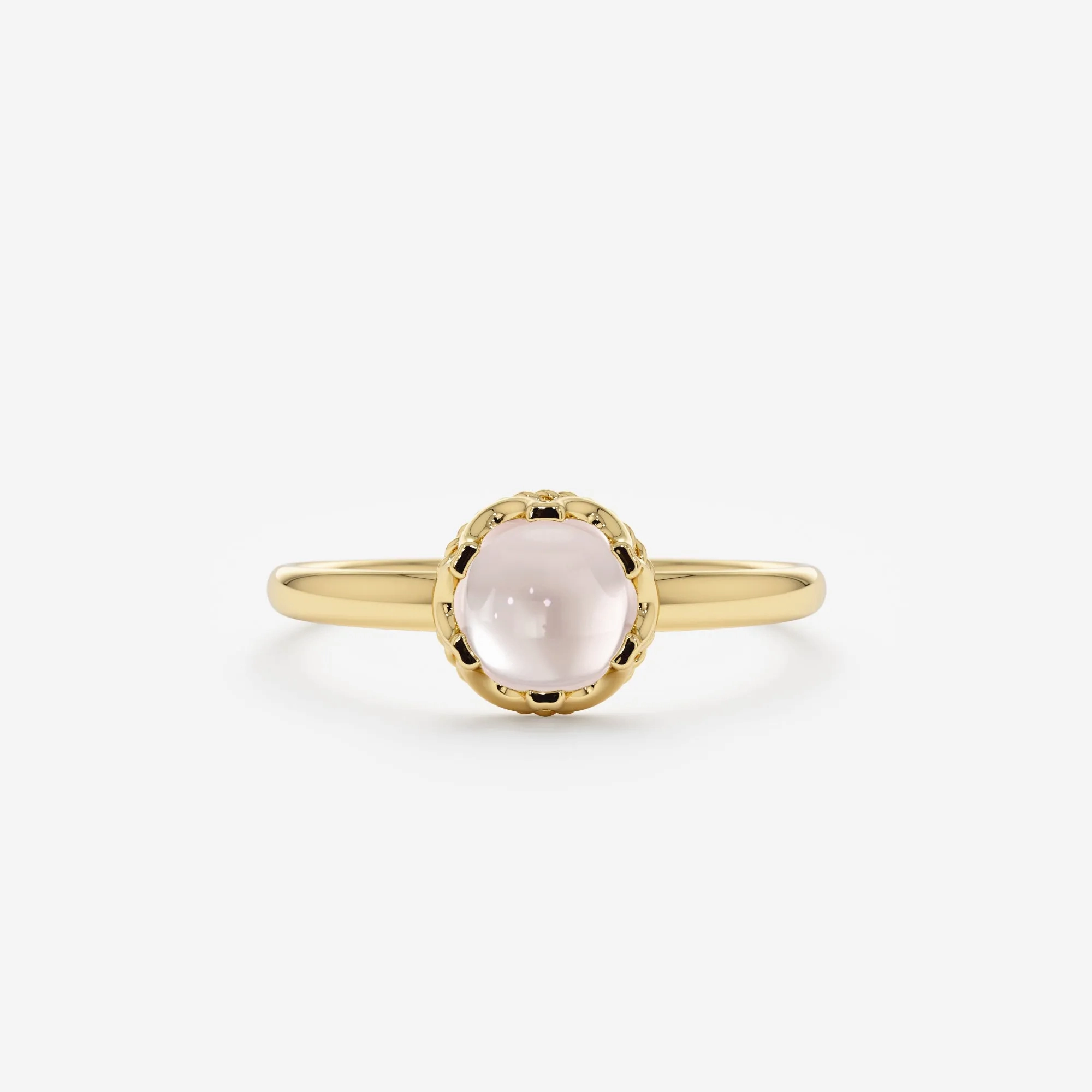 Cabochon Rose Quartz Engagement Ring, Amala