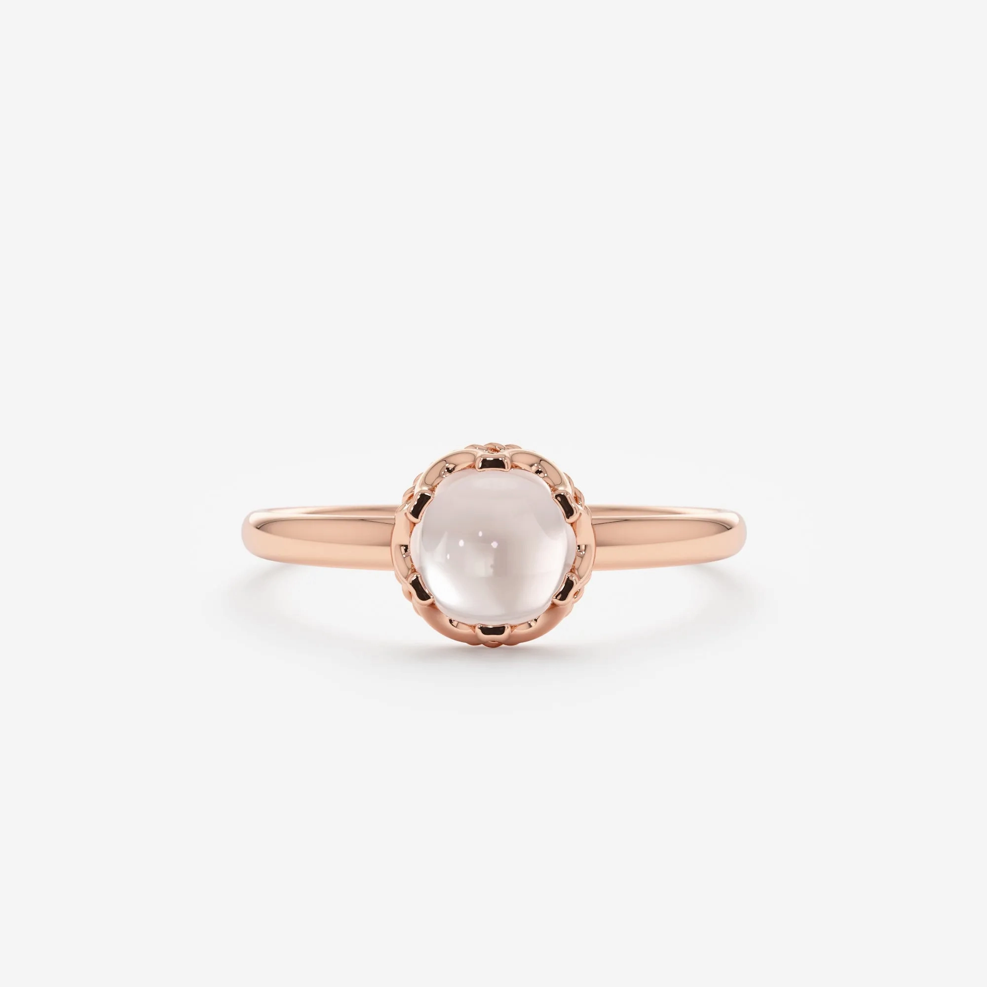 Cabochon Rose Quartz Engagement Ring, Amala