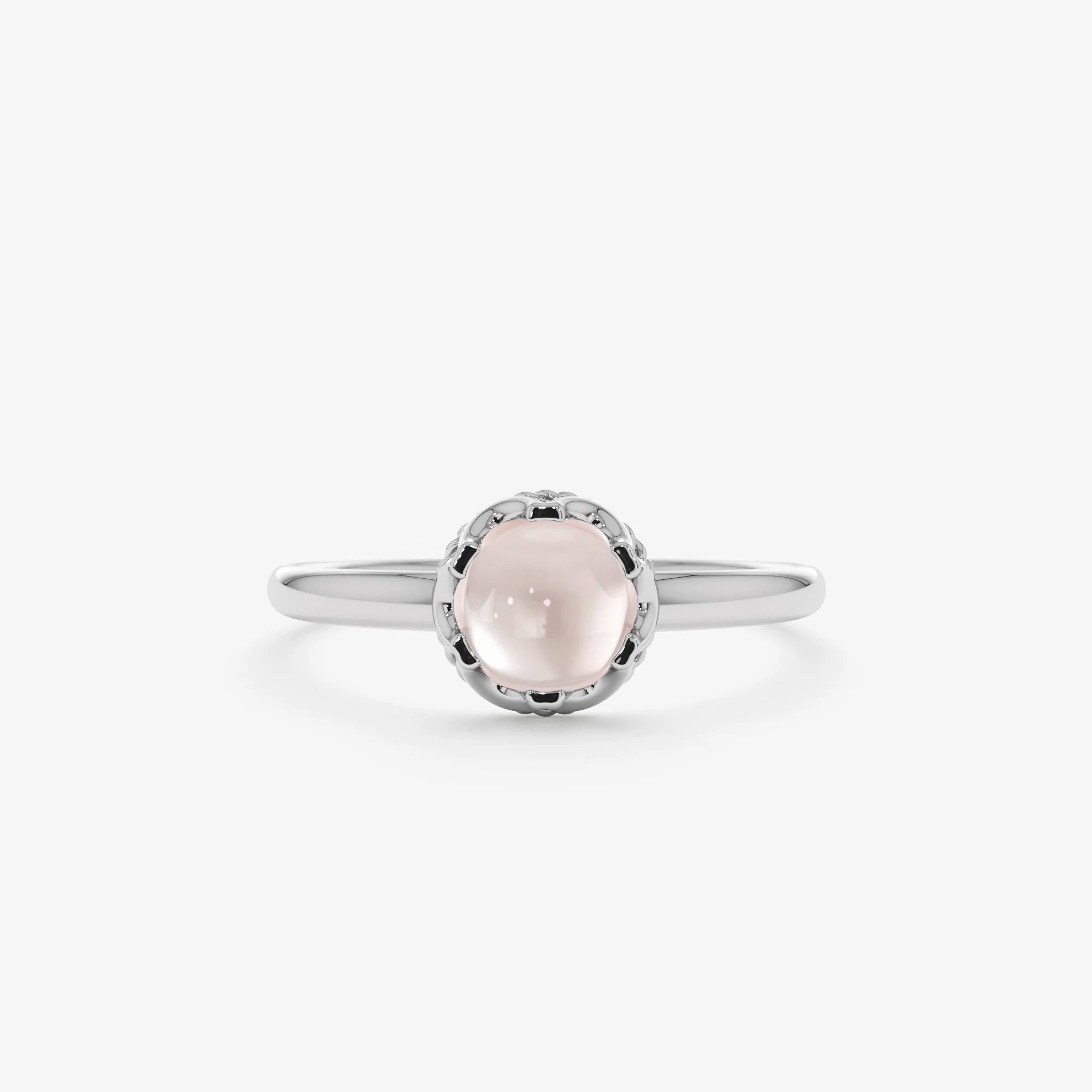 Cabochon Rose Quartz Engagement Ring, Amala