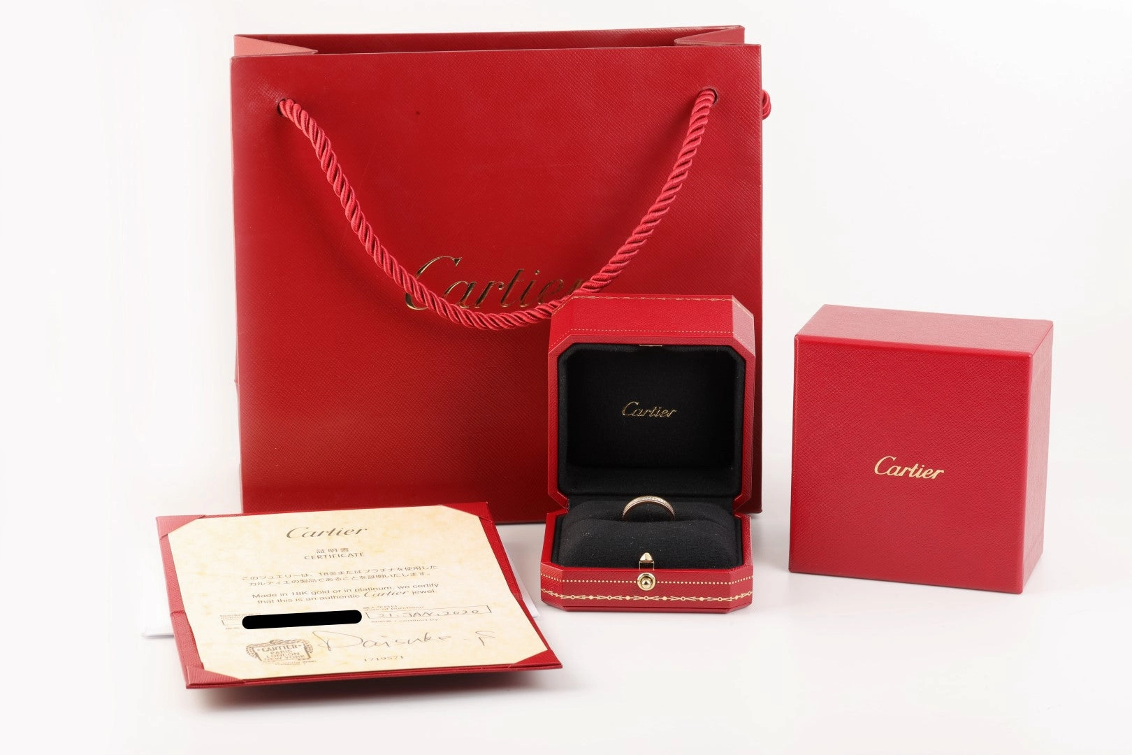 Cartier 18k Tri-Tone Gold Vend?me Louis Diamond Wedding Band Size 50 (3.95g.)