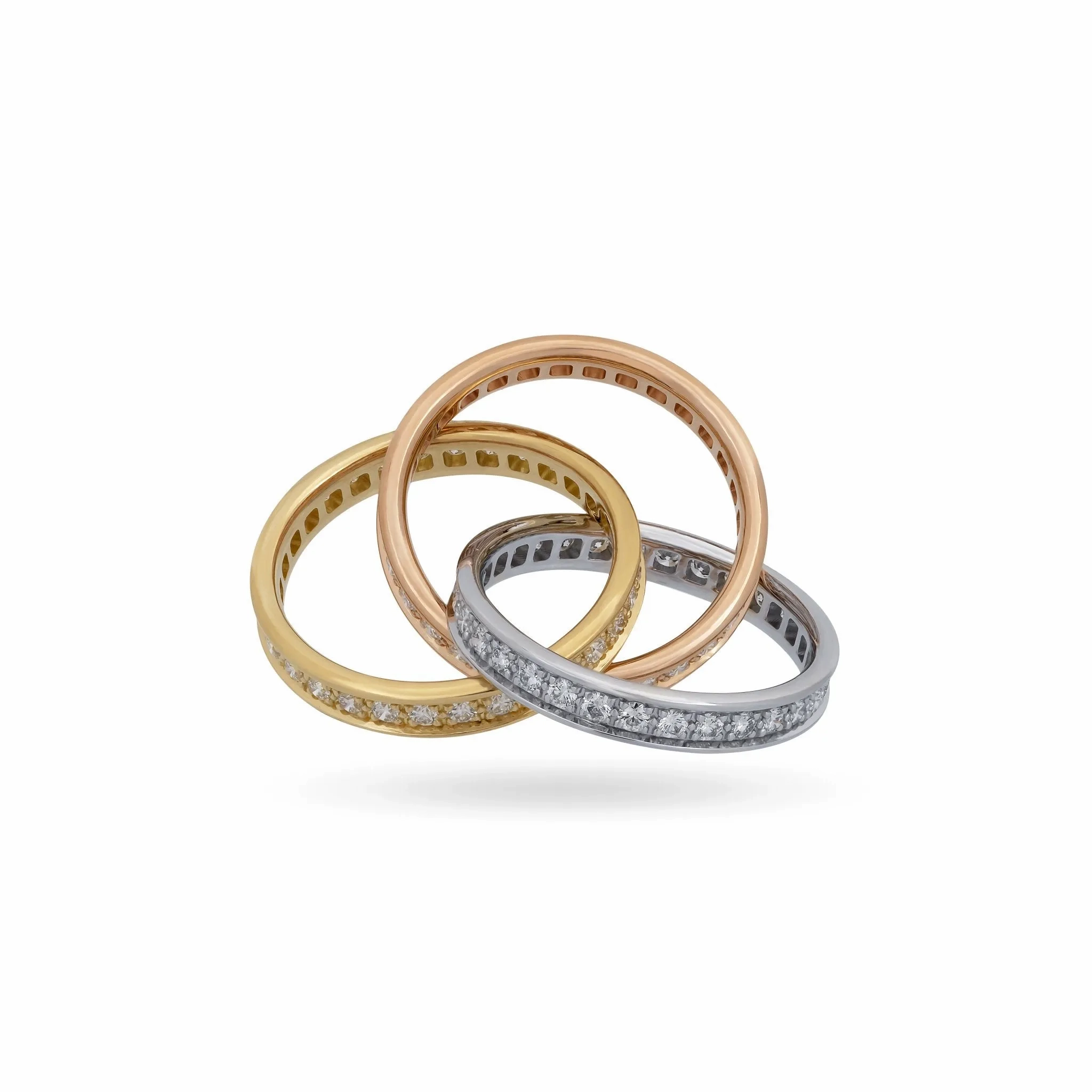 Cartier Diamond Trinity Ring in 18K White, Yellow &amp; Rose Gold