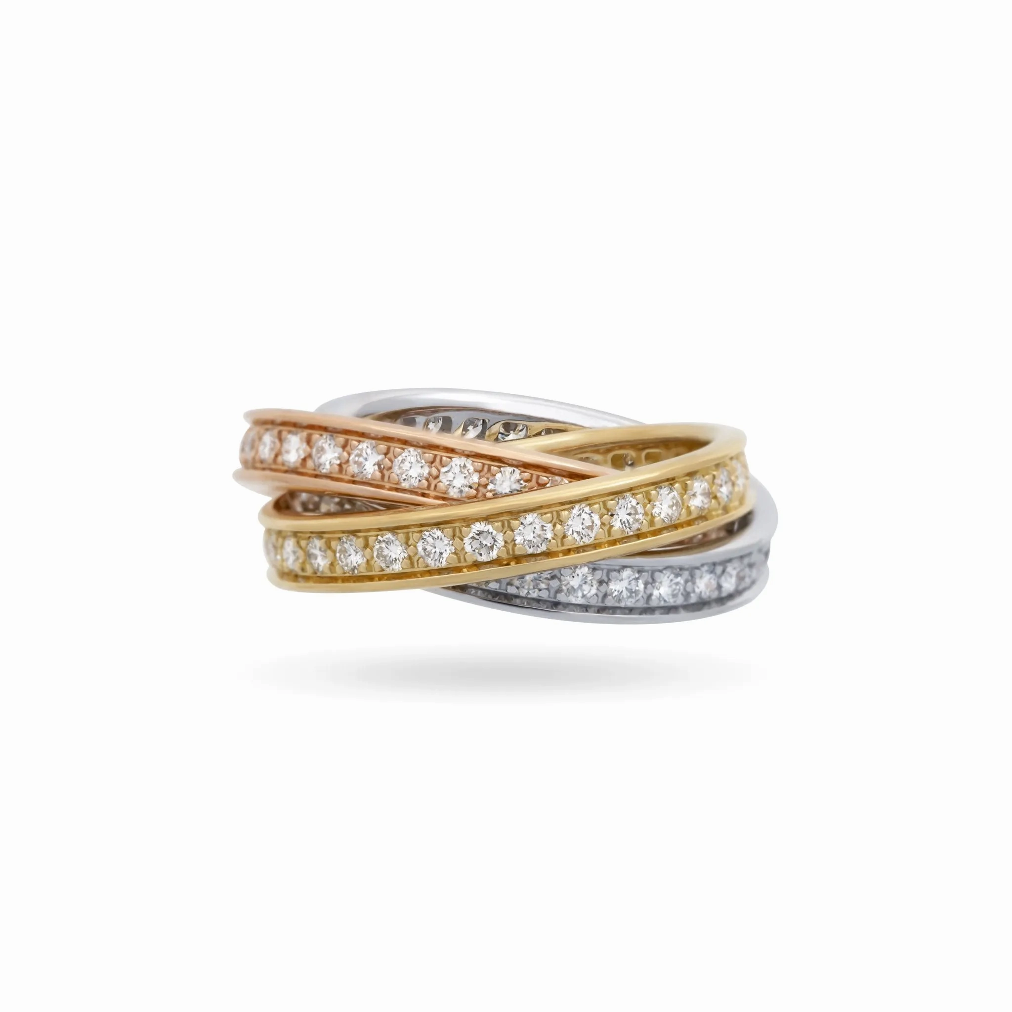 Cartier Diamond Trinity Ring in 18K White, Yellow &amp; Rose Gold