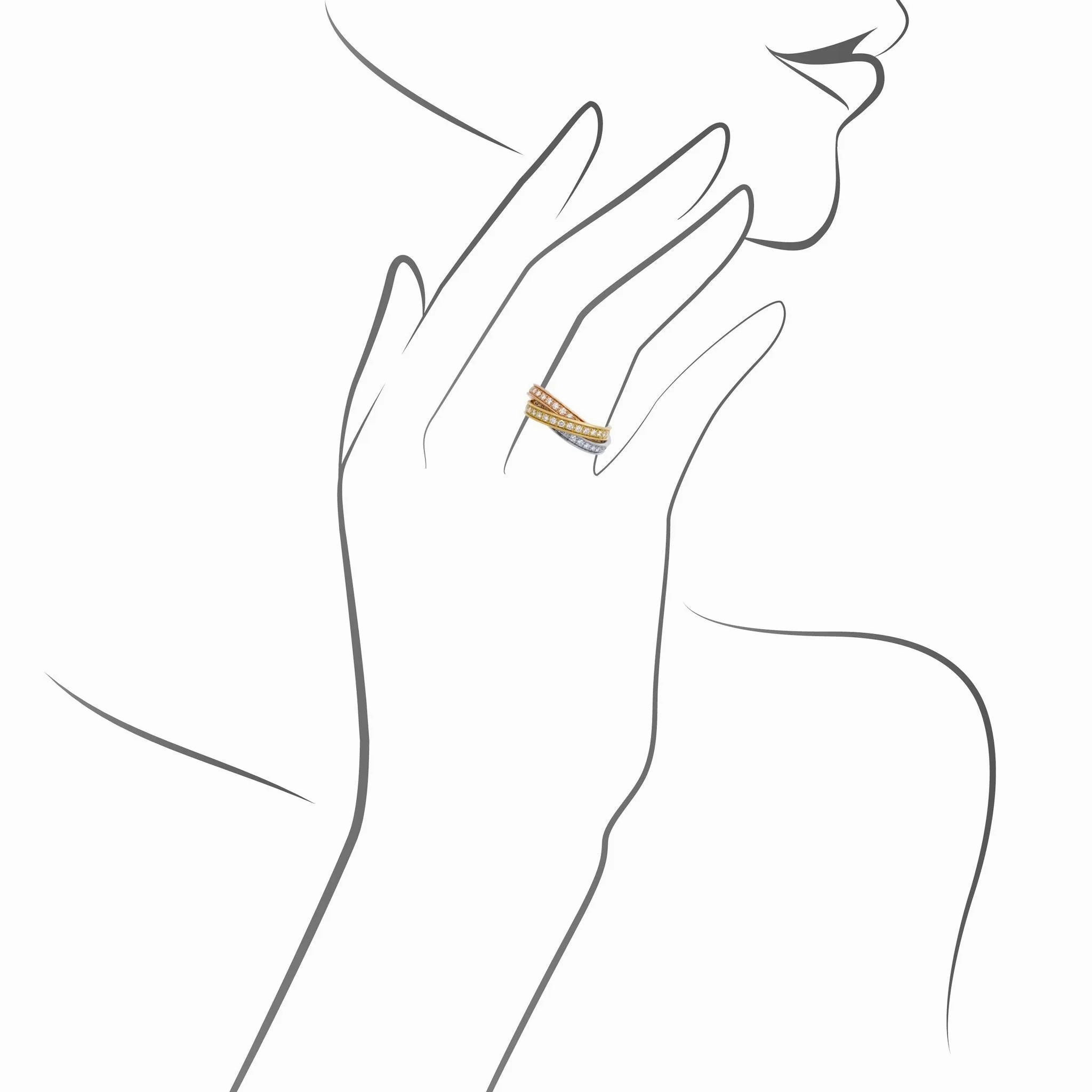 Cartier Diamond Trinity Ring in 18K White, Yellow &amp; Rose Gold