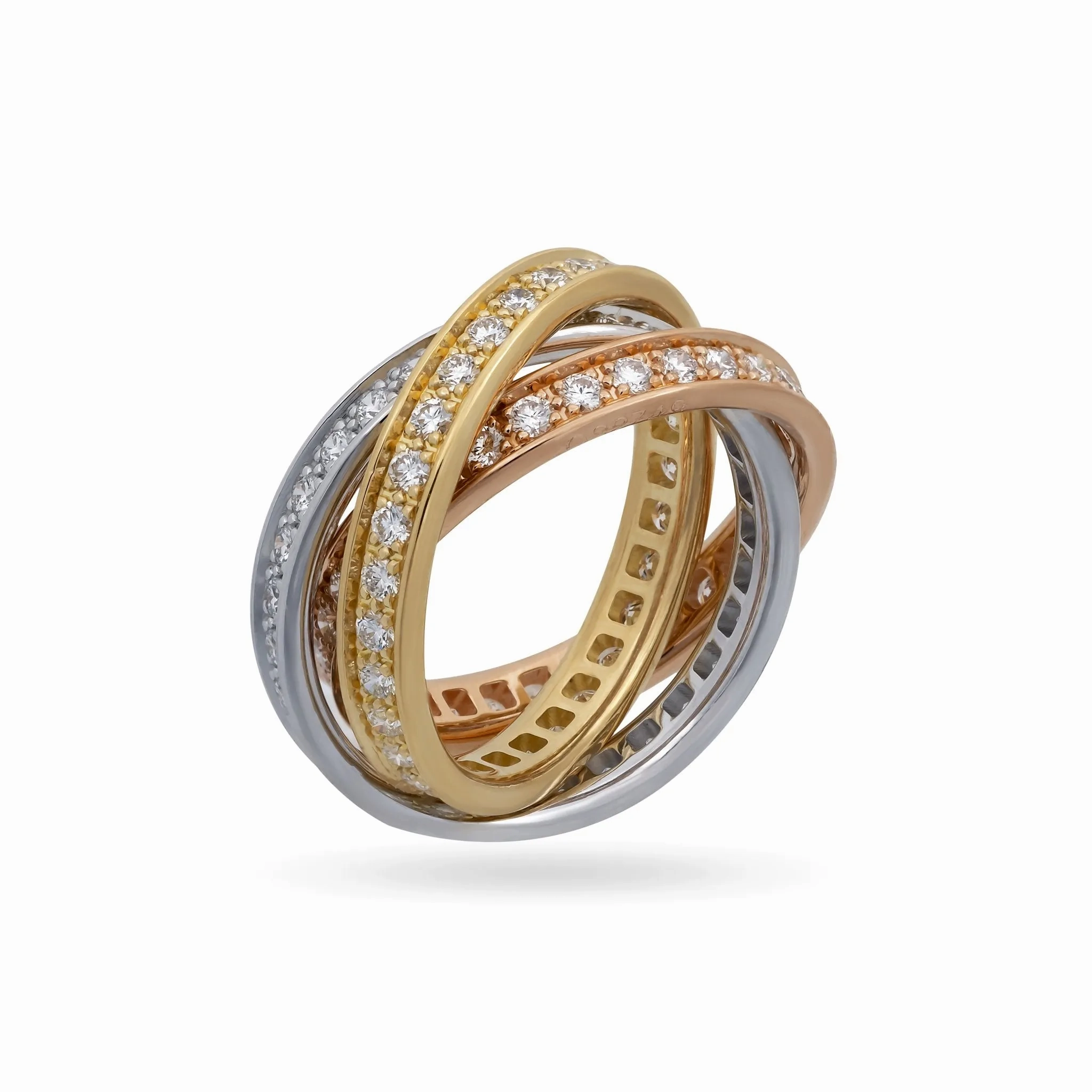 Cartier Diamond Trinity Ring in 18K White, Yellow &amp; Rose Gold