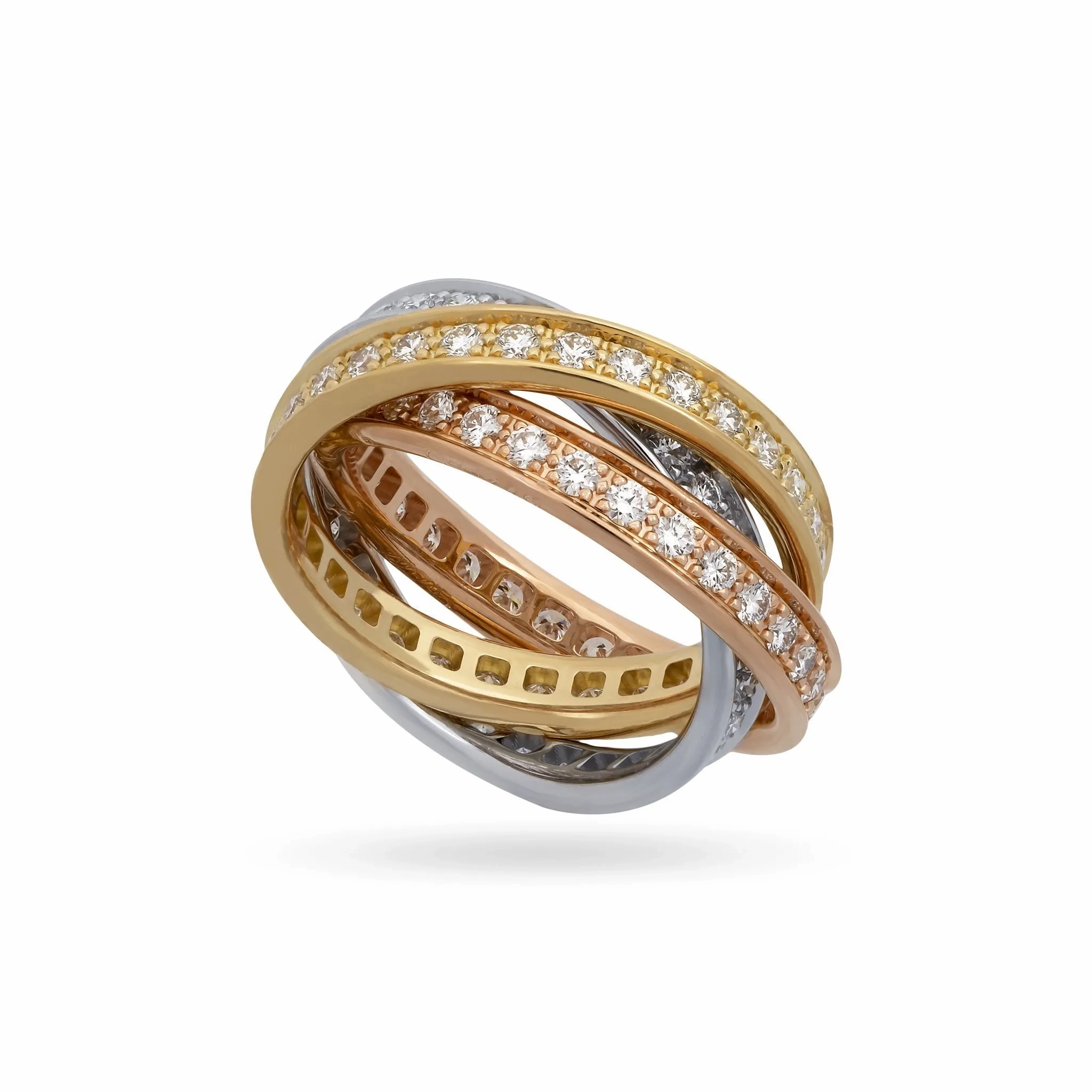 Cartier Diamond Trinity Ring in 18K White, Yellow &amp; Rose Gold