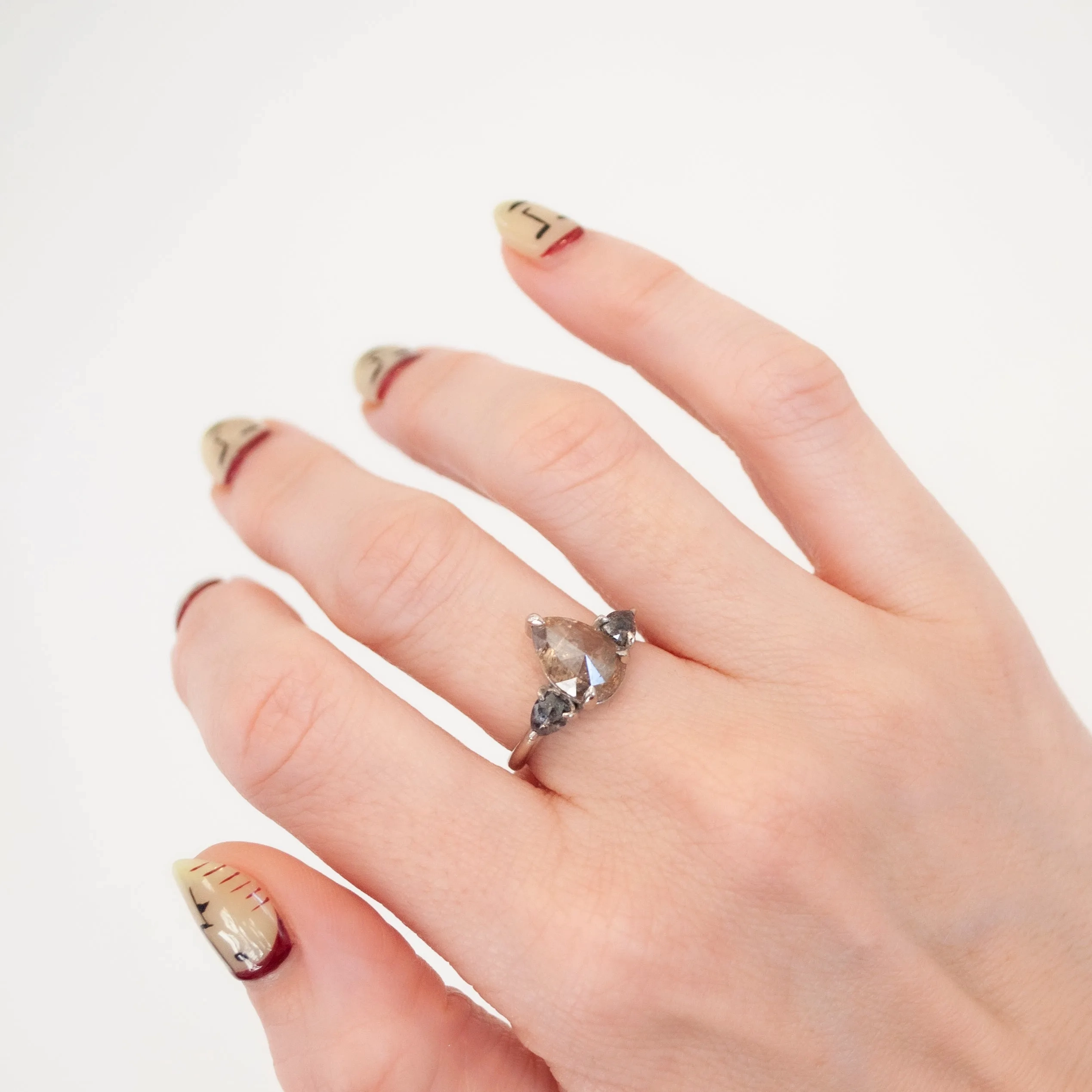 Champagne Pear Diamond Ring