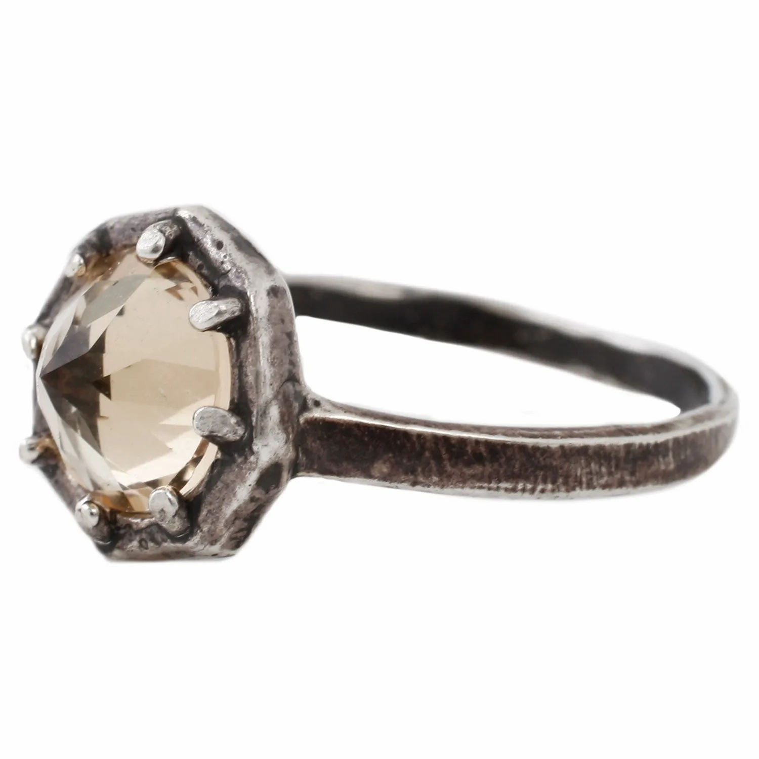 Champagne Quartz Silver Ring