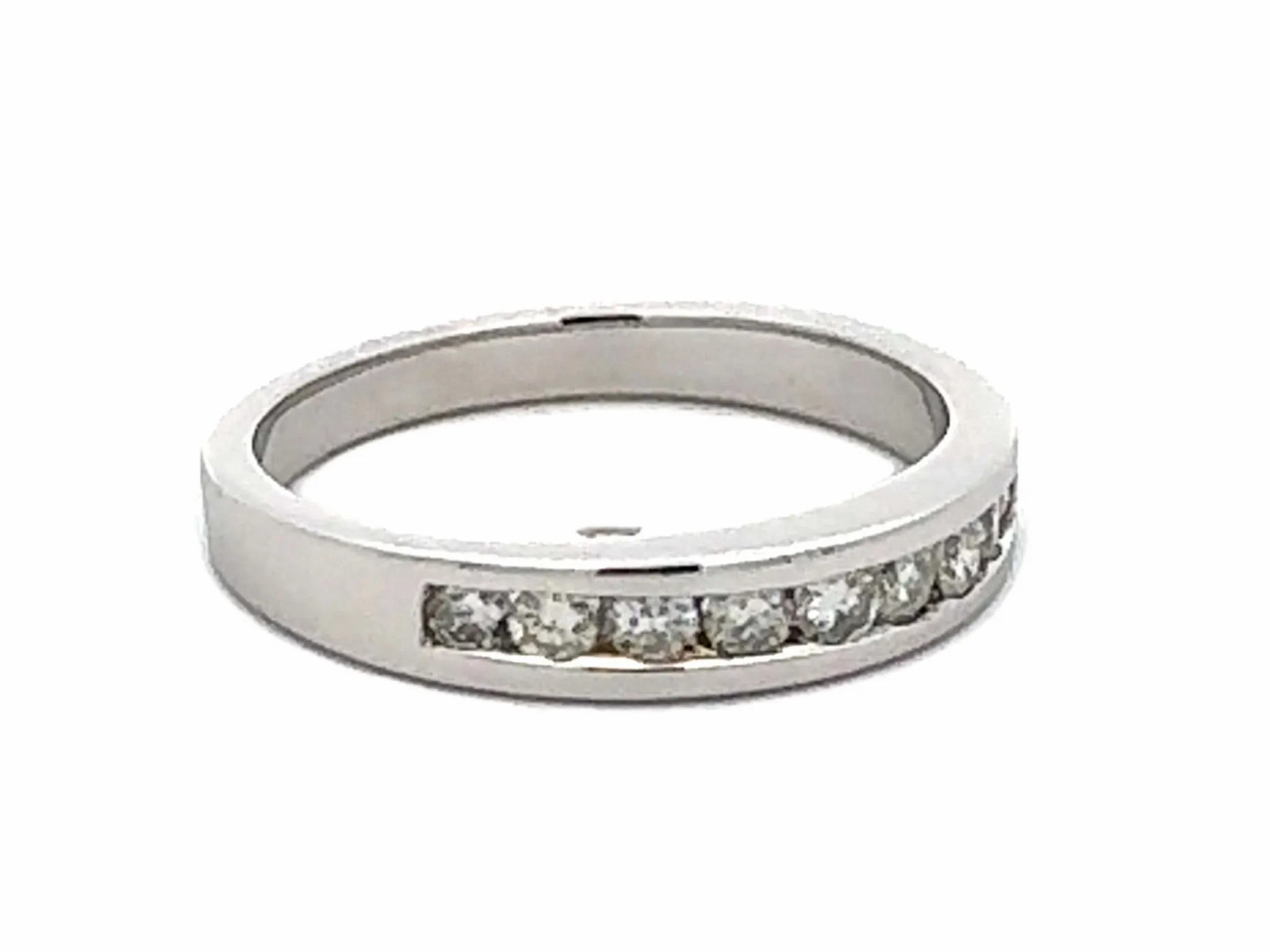 Channel Set 9 Brilliant Cut Diamond Band Ring Platinum