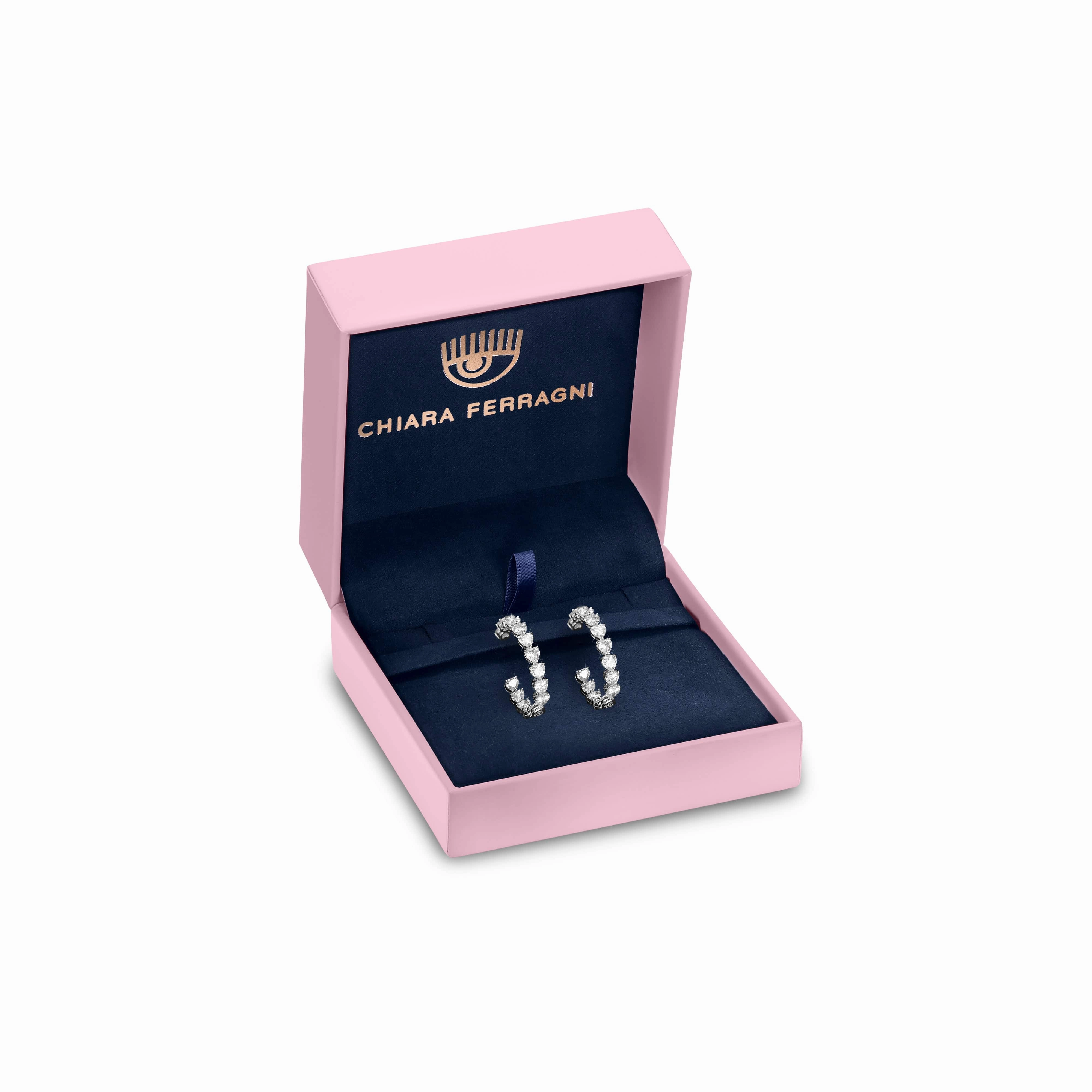 Chiara Ferragni Diamond Heart White Heart Hoop Earrings